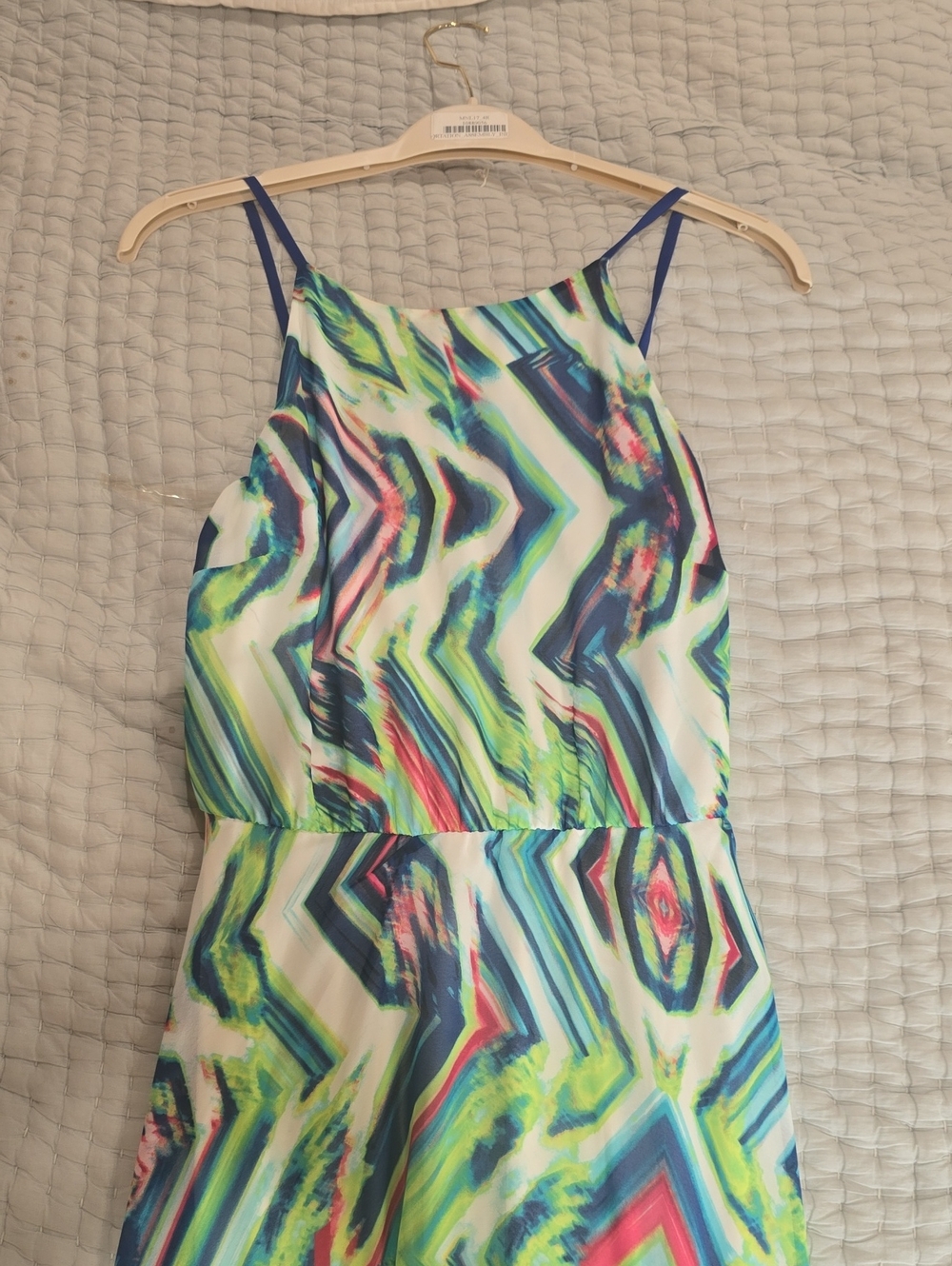 Kut Colorful Abstract Print Spaghetti Strap MAXI Dress
